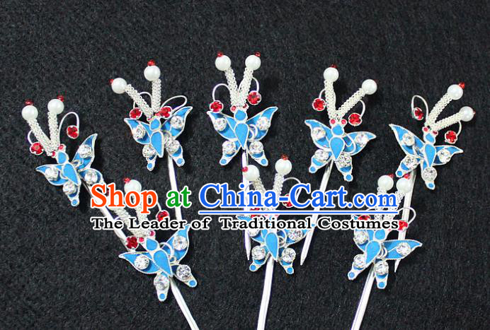 Traditional China Beijing Opera Young Lady Hair Accessories Butterfly Hairpin, Ancient Chinese Peking Opera Hua Tan Headwear Diva Hairpins