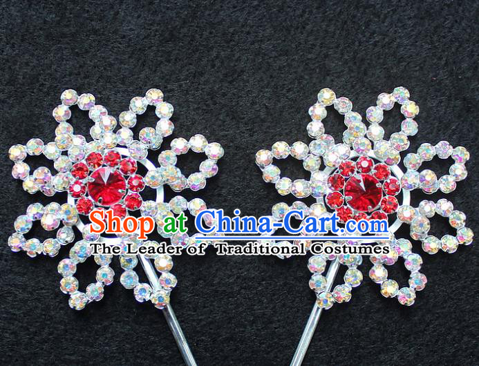 Traditional China Beijing Opera Young Lady Hair Accessories Diva Head-ornaments, Ancient Chinese Peking Opera Hua Tan Headwear Crystal Hairpins