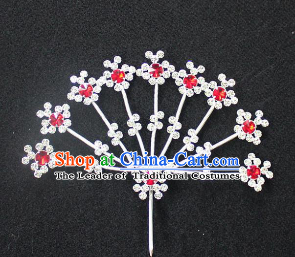 Traditional China Beijing Opera Young Lady Hair Accessories Diva Head-ornaments, Ancient Chinese Peking Opera Hua Tan Headwear Crystal Flowers Hairpins