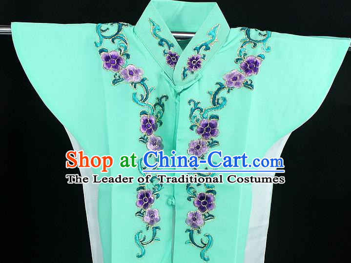 Traditional China Beijing Opera Young Lady Costume Green Collar Protectors, Ancient Chinese Peking Opera Embroidery Clothing