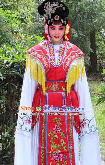 Traditional China Beijing Opera Young Lady Hua Tan Costume Embroidered Cape, Ancient Chinese Peking Opera Female Diva Embroidery Dress Clothing