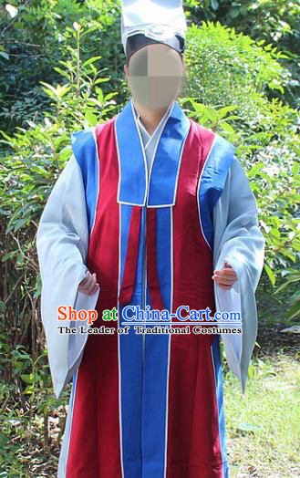 Traditional China Beijing Opera Costume Old Men Robe and Hat, Ancient Chinese Peking Opera Ministry Councillor Clothing
