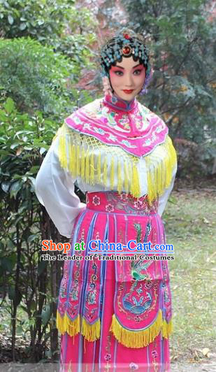 Traditional China Beijing Opera Hua Tan Costume Imperial Princess Embroidered Robe, Ancient Chinese Peking Opera Female Diva Embroidery Dress Peach Pink Clothing