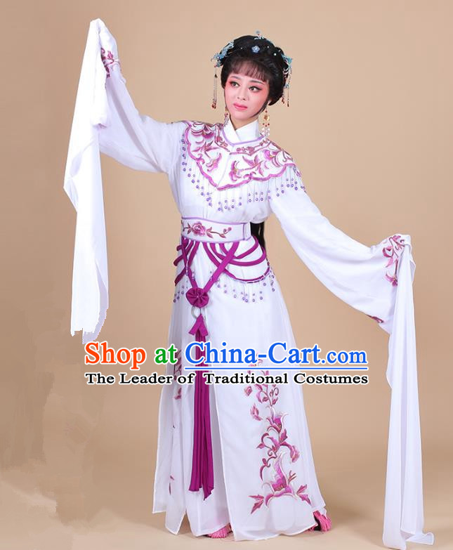 Traditional China Beijing Opera Young Lady Hua Tan Costume Female Water Sleeve Dance Purple Clothing, Ancient Chinese Peking Opera Diva Embroidery Dress