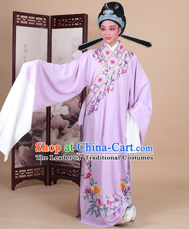 Traditional China Beijing Opera Niche Costume Gifted Scholar Embroidered Robe and Hat Ancient Chinese Peking Opera Embroidery Clothing