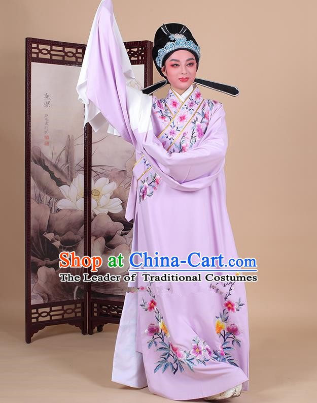 Traditional China Beijing Opera Niche Costume Gifted Scholar Embroidered Robe and Hat Ancient Chinese Peking Opera Embroidery Clothing