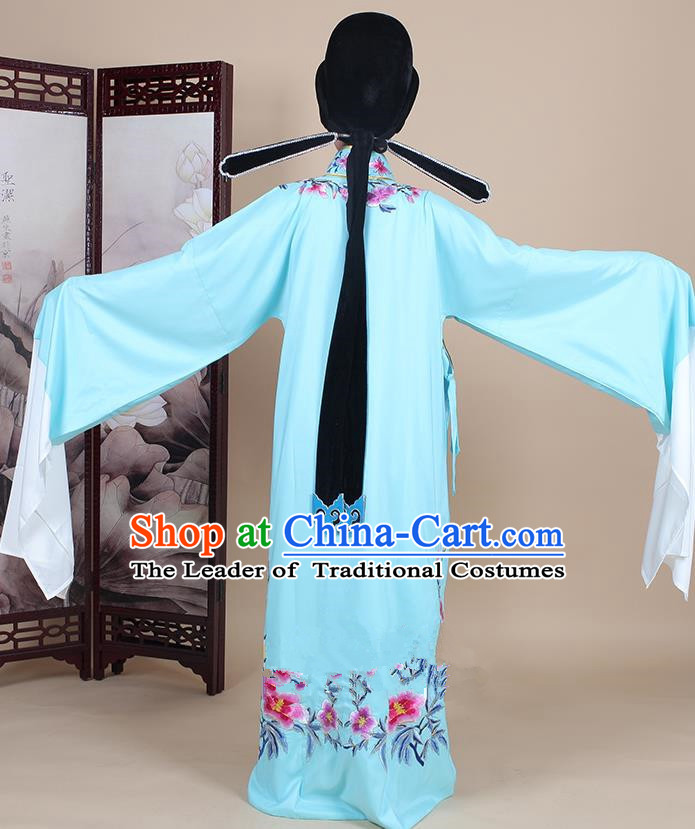 Traditional China Beijing Opera Niche Costume Gifted Scholar Embroidered Robe and Hat Ancient Chinese Peking Opera Embroidery Clothing
