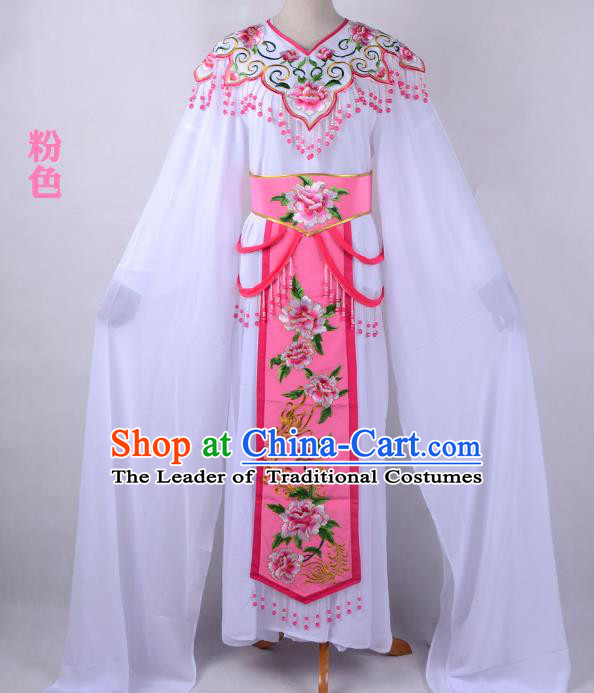 Traditional China Beijing Opera Young Lady Hua Tan Costume Cloud Shoulder Embroidered Clothing, Ancient Chinese Peking Opera Diva Embroidery Pink Dress Clothing
