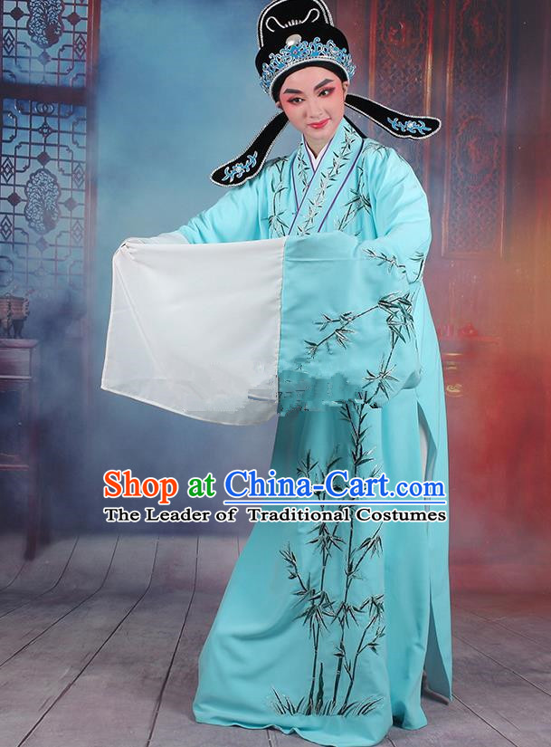 Traditional China Beijing Opera Niche Costume Gifted Scholar Embroidered Robe and Hat Ancient Chinese Peking Opera Embroidery Clothing