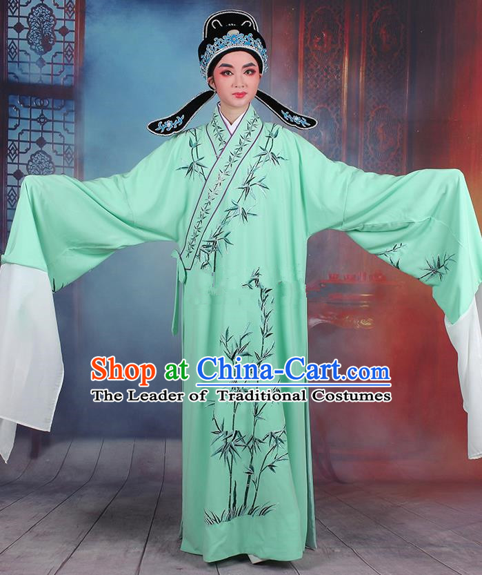 Traditional China Beijing Opera Niche Costume Gifted Scholar Embroidered Robe and Hat Ancient Chinese Peking Opera Embroidery Clothing