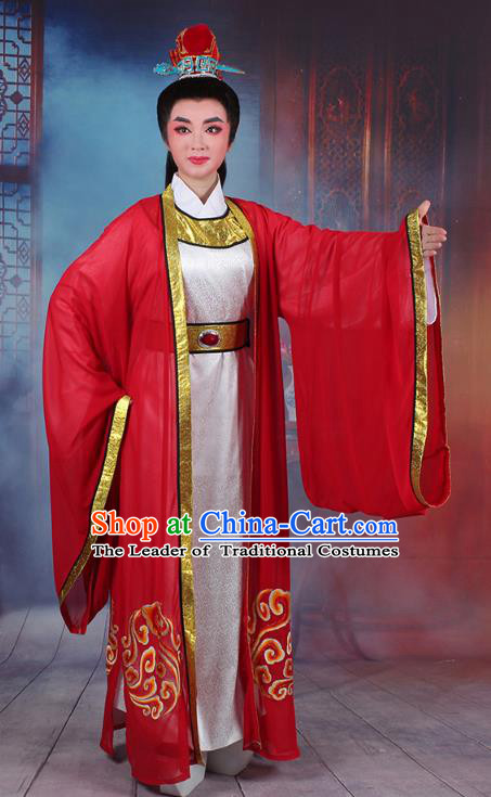 Traditional China Beijing Opera Young Men Costume A Dream in Red Mansions Scholar Embroidered Robe, Ancient Chinese Peking Opera Niche Embroidery Clothing