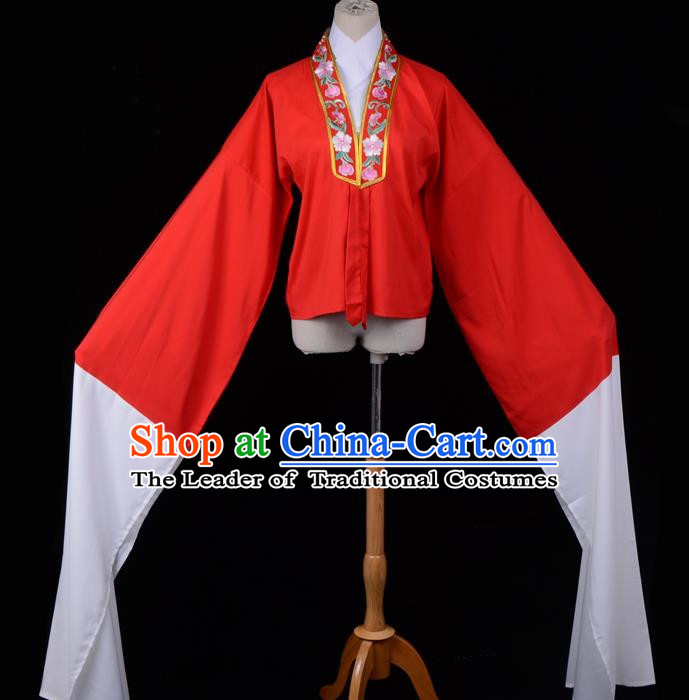 Traditional China Beijing Opera Young Lady Hua Tan Costume Princess Embroidered Red Blouse, Ancient Chinese Peking Opera Diva Embroidery Water Sleeve Clothing