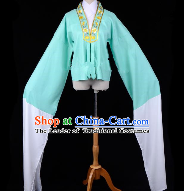 Traditional China Beijing Opera Young Lady Hua Tan Costume Princess Embroidered Green Blouse, Ancient Chinese Peking Opera Diva Embroidery Water Sleeve Clothing