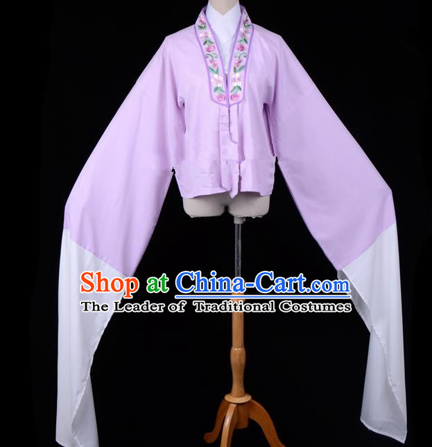 Traditional China Beijing Opera Young Lady Hua Tan Costume Princess Embroidered Purple Blouse, Ancient Chinese Peking Opera Diva Embroidery Water Sleeve Clothing