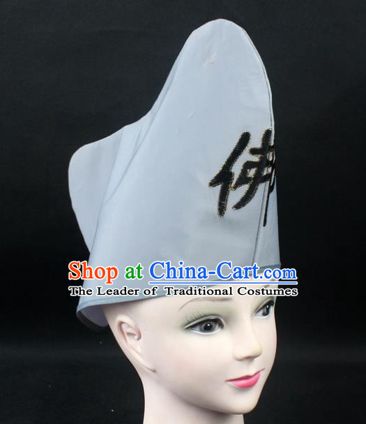 Traditional China Beijing Opera Hair Accessories Buddha Jih Hat, Ancient Chinese Peking Opera Monk Hat