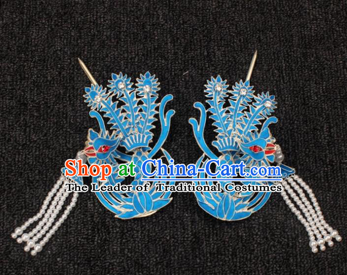 Traditional China Beijing Opera Young Lady Hair Accessories Phoenix Tassel Step Shake, Ancient Chinese Peking Opera Hua Tan Diva Hairpins