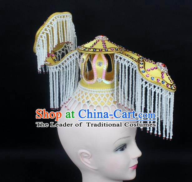 Traditional China Beijing Opera Hair Accessories Emperor Tassel Tuinga, Ancient Chinese Peking Opera King Headwear