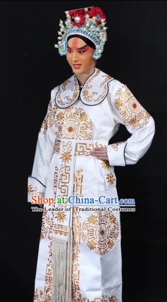 Traditional China Beijing Opera Swordplay Costume Embroidered Clothing, Ancient Chinese Peking Opera Blues Full Embroidery Clothing