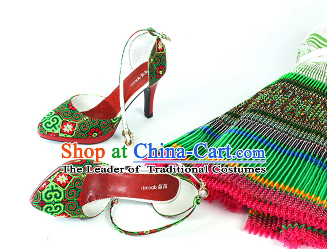 Traditional Handmade Hmong Women Hmoob Minority Shoes Miao Ethnic Shoes