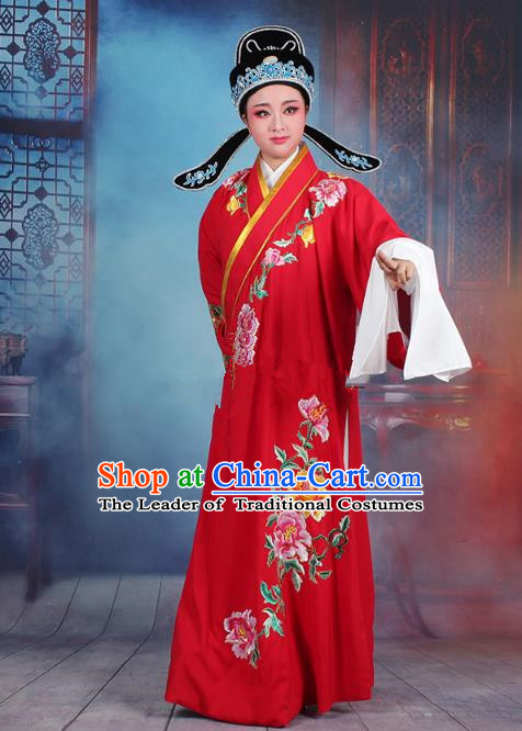 Traditional China Beijing Opera Niche Costume Gifted Scholar Embroidered Robe and Hat Ancient Chinese Peking Opera Embroidery Clothing