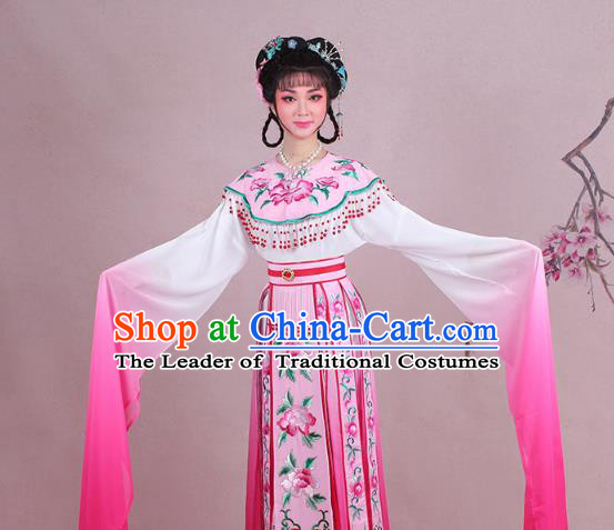 Traditional China Beijing Opera Palace Lady Costume Imperial Consort Embroidered Pink Dress, Ancient Chinese Peking Opera Diva Hua Tan Embroidery Clothing
