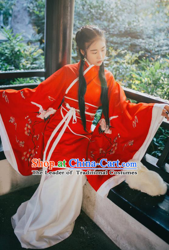 Traditional Chinese Han Dynasty Young Lady Costume, Elegant Hanfu Clothing Chinese Ancient Princess Curve Bottom Dress Clothing