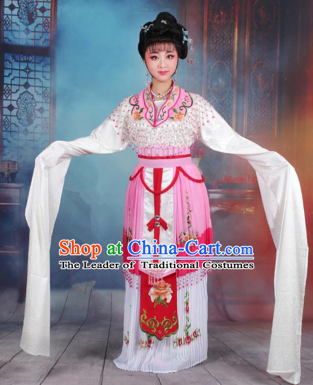 Traditional China Beijing Opera Young Lady Hua Tan Costume Romance of the Western Chamber Embroidered Cape, Ancient Chinese Peking Opera Diva Embroidery Dress Clothing