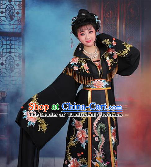 Traditional China Beijing Opera Palace Lady Hua Tan Costume Black Embroidered Dress, Ancient Chinese Peking Opera Diva Senior Concubine Embroidery Peony Clothing