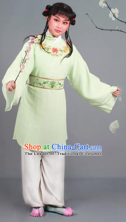 Traditional China Beijing Opera Livehand Costume Scholar Embroidered Green Robe, Ancient Chinese Peking Opera Book Boy Embroidery Clothing