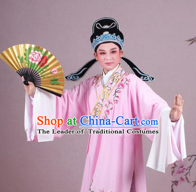 Traditional China Beijing Opera Niche Costume Gifted Scholar Embroidered Robe and Hat Ancient Chinese Peking Opera Embroidery Clothing