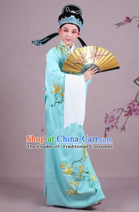 Traditional China Beijing Opera Niche Costume Gifted Scholar Embroidered Robe and Hat Ancient Chinese Peking Opera Embroidery Clothing