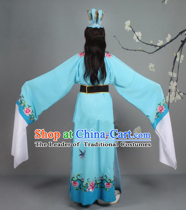 Traditional China Beijing Opera Niche Costume Gifted Scholar Embroidered Robe and Hat Ancient Chinese Peking Opera Embroidery Clothing