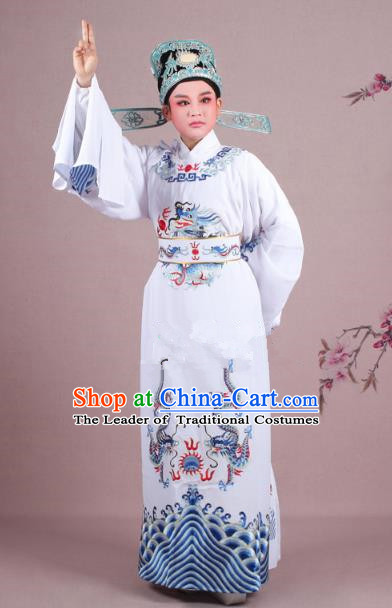 Traditional China Beijing Opera Niche Costume Gifted Scholar Embroidered Robe and Hat Ancient Chinese Peking Opera Embroidery Clothing