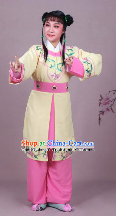 Traditional China Beijing Opera Boy Book Costume Scholar Embroidered Yellow Robe, Ancient Chinese Peking Opera Livehand Clothing