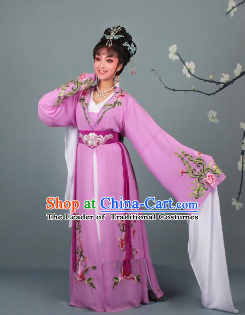 Traditional China Beijing Opera Young Lady Hua Tan Costume Princess Pink Embroidered Dress, Ancient Chinese Peking Opera Diva Embroidery Clothing