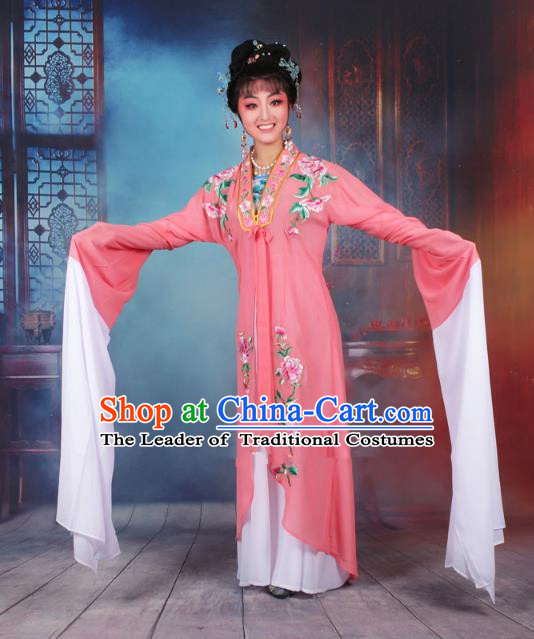 Traditional China Beijing Opera Young Lady Hua Tan Costume Princess Watermelon Red Embroidered Cape, Ancient Chinese Peking Opera Diva Embroidery Dress Clothing