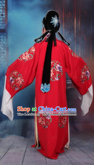 Traditional China Beijing Opera Niche Costume Gifted Scholar Embroidered Robe and Hat Ancient Chinese Peking Opera Embroidery Clothing