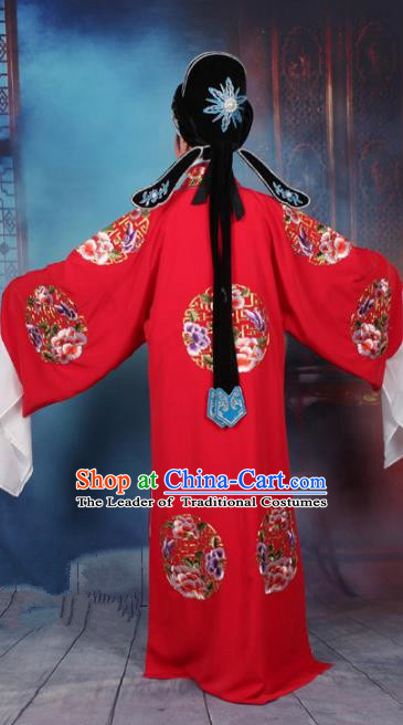 Traditional China Beijing Opera Niche Costume Gifted Scholar Embroidered Robe and Hat Ancient Chinese Peking Opera Embroidery Clothing