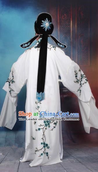 Traditional China Beijing Opera Niche Costume Gifted Scholar Embroidered Robe and Hat Ancient Chinese Peking Opera Embroidery Clothing