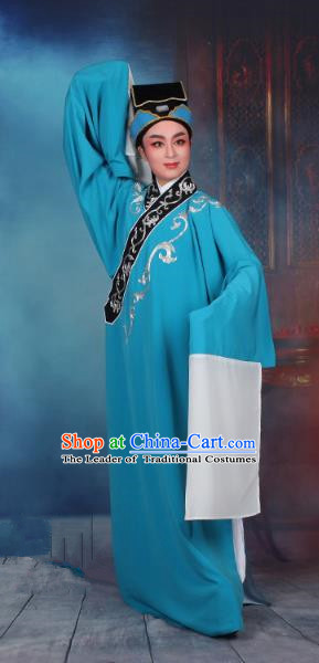 Traditional China Beijing Opera Niche Costume Gifted Scholar Embroidered Robe and Hat Ancient Chinese Peking Opera Embroidery Clothing