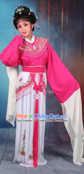 Top Grade Professional Beijing Opera Diva Costume Nobility Lady Rosy Embroidered Clothing, Traditional Ancient Chinese Peking Opera Hua Tan Princess Embroidery Dress