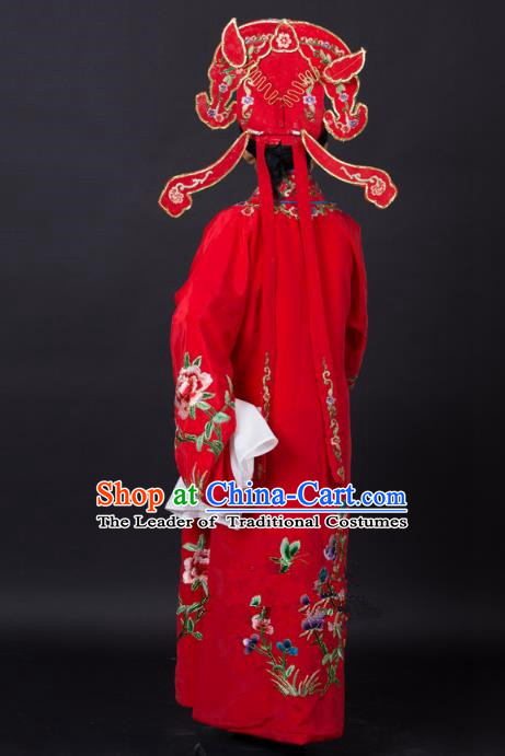 Traditional China Beijing Opera Niche Costume Gifted Scholar Embroidered Robe and Hat Ancient Chinese Peking Opera Embroidery Clothing