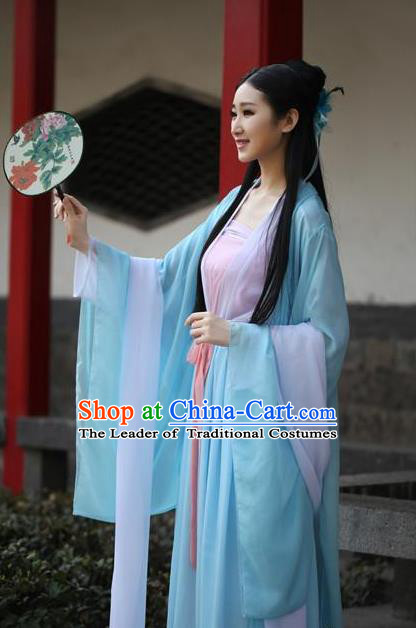 Traditional Ancient Chinese Palace Lady Costume, Elegant Hanfu Chinese Tang Dynasty Imperial Princess Embroidered Dress for Women