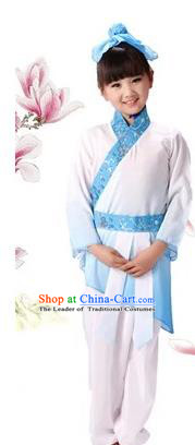 Traditional Chinese Classical Ti Tzu Kui Children Costume, China Ancient Hanfu Clothing Blue Uniform for Kids