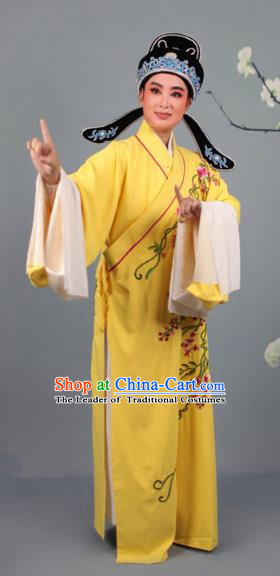 Traditional China Beijing Opera Niche Costume Gifted Scholar Embroidered Robe and Hat Ancient Chinese Peking Opera Embroidery Clothing