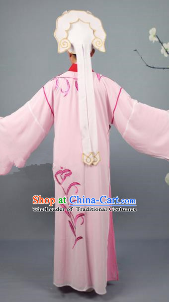 Traditional China Beijing Opera Niche Costume Gifted Scholar Embroidered Robe and Hat Ancient Chinese Peking Opera Embroidery Clothing