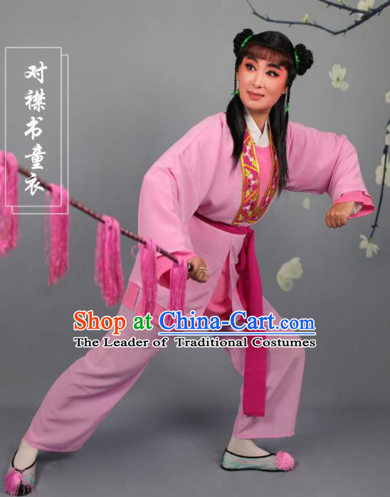 Top Grade Professional Beijing Opera Livehand Pink Costume, Traditional Ancient Chinese Peking Opera Lad Boy Book Clothing