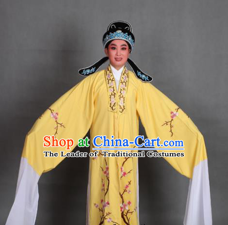 Traditional China Beijing Opera Niche Costume Gifted Scholar Embroidered Robe and Hat Ancient Chinese Peking Opera Embroidery Clothing