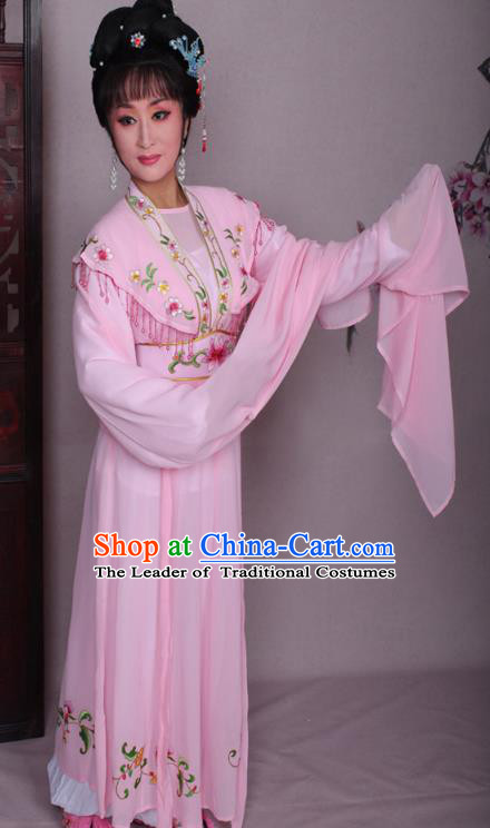 Top Grade Professional Beijing Opera Hua Tan Costume Pink Embroidered Dress, Traditional Ancient Chinese Peking Opera Diva Embroidery Clothing