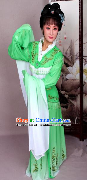 Top Grade Professional Beijing Opera Hua Tan Costume Nobility Lady Green Embroidered Dress, Traditional Ancient Chinese Peking Opera Diva Embroidery Clothing